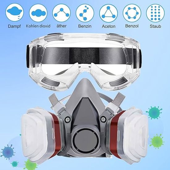 GVS Filter Technology SPR491 Demi-masque Respiratoire Anti-poussière Et Contre Les Risques Poussieres/Multiples Gaz, M/L, Bleu