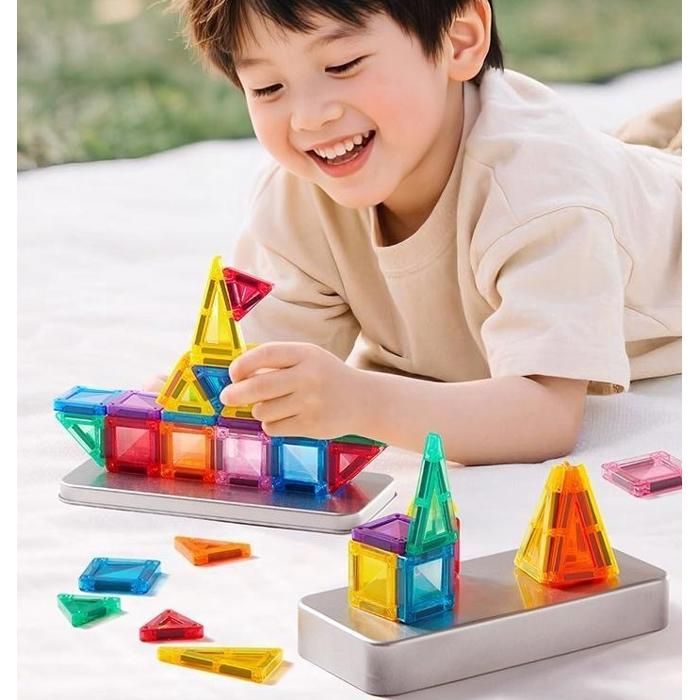 66 Pièces Coffret de Tuiles Magnétiques de Voyage Portable pour Enfant, Jouet Éducatif avec 66 Pièces Coffret de Tuiles Magnétiques de Voyage Portable pour Enfant, Jouet Éducatif avec