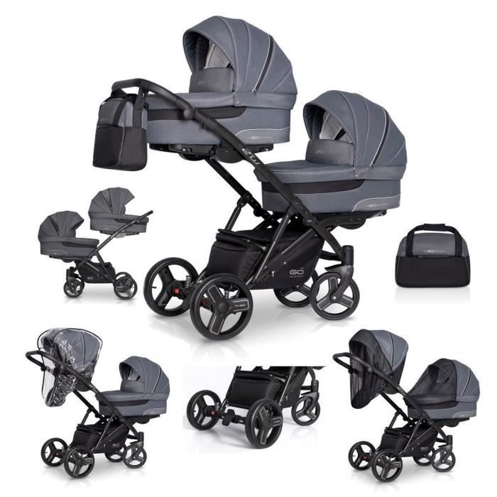 Poussette pour jumeaux et fr res Setz 2ofUS by SaintBaby Graphite
