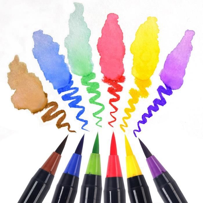 Feutres Pinceaux Aquarelle Arteza - Lot De 4, Pointe Nylon Souple, Encre à Base D'eau Non Toxique - Gris éléphant - 10