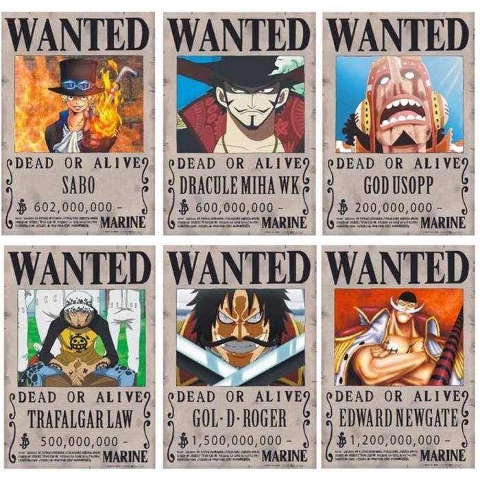 STICKER ruggito One Piece Wanted Posters 28,5 cm × 19,5 cm