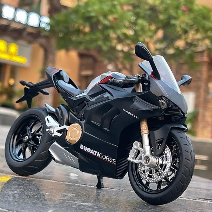 Modèle Réduit Moto V4S 1/10 En Alliage – Jouet Collection, Pneus Caoutchouc, Guidon Orientable, Cadeau