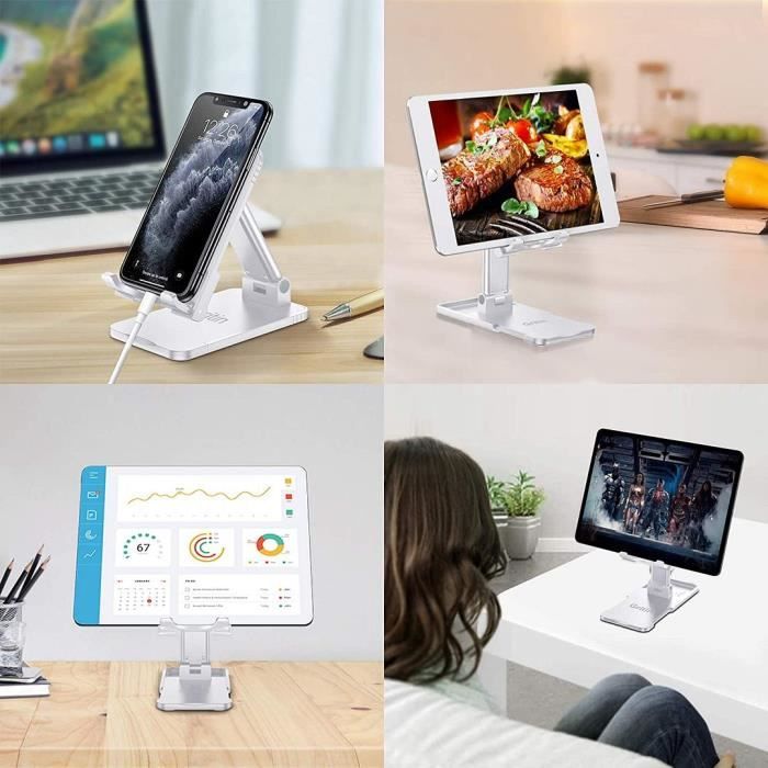 Avizar Support Bureau Tablette / Téléphone Réglable Multi-positions Design Pliable Noir - Accessoires divers smartphone
