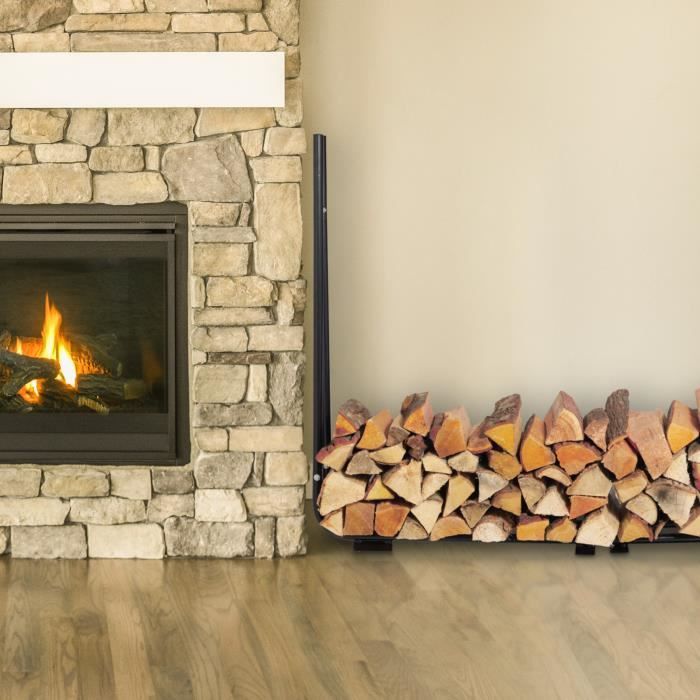 Relaxdays Support bois de cheminée Sac pour bûches, intérieur, design  moderne, Etagère, acier, HlP 50x51x37cm, noir - Cdiscount Bricolage