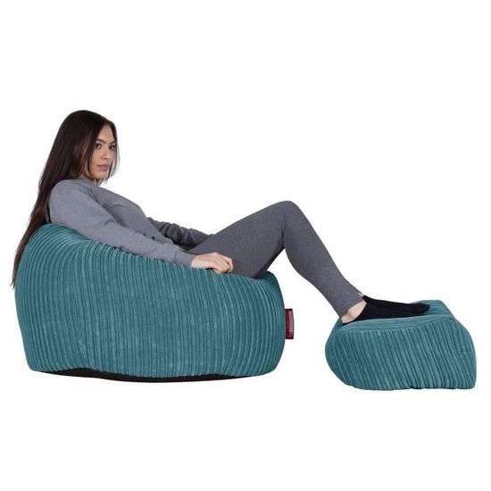 LOUNGE PUG, Pouf Canapé Classique, Pouf Geant, Côtelé Mer Égée