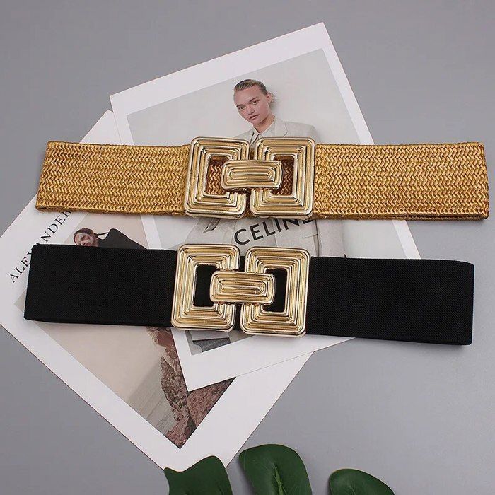Ceinture elastique doree pour femme ceinture corset retro gothique ceinture large ceinture decontractee pour robe gold A42302 Blanc Cdiscount Pret a Porter