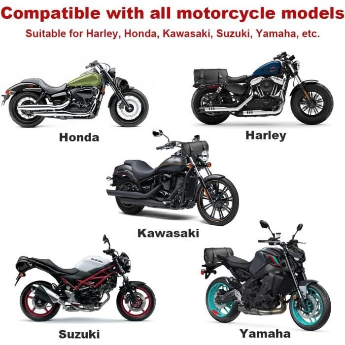 Sacoche de Selle Moto - Universelle - Cuir Imperméable - 2 Sangles de Montage - Grande Capacité