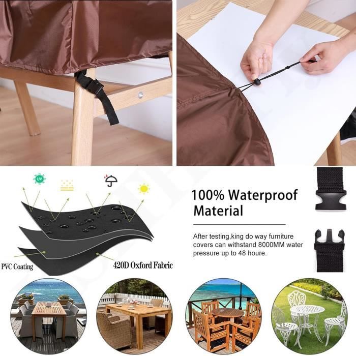 Housse De Protection Pour Mobilier De Jardin - 180x100x75cm - Imperméable Et Anti-UV - LAMUNI