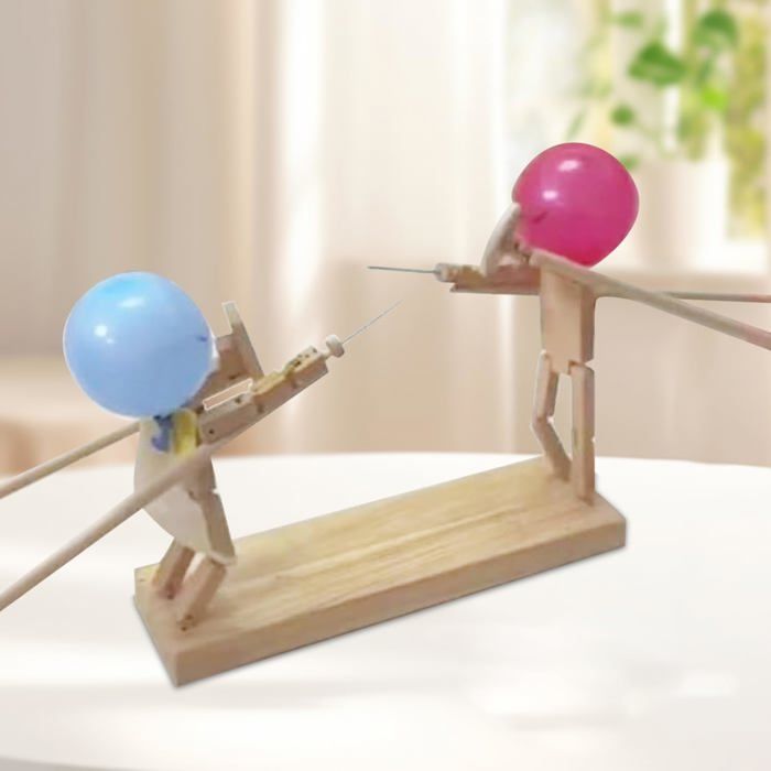Bataille de ballons en bambou pour 2 joueurs, marionnettes de clôture en bois faites à la main, combat de ballons au rythme rapide, jeux de fête pour adultes amusants et passionnants (30 cm x 5 mm