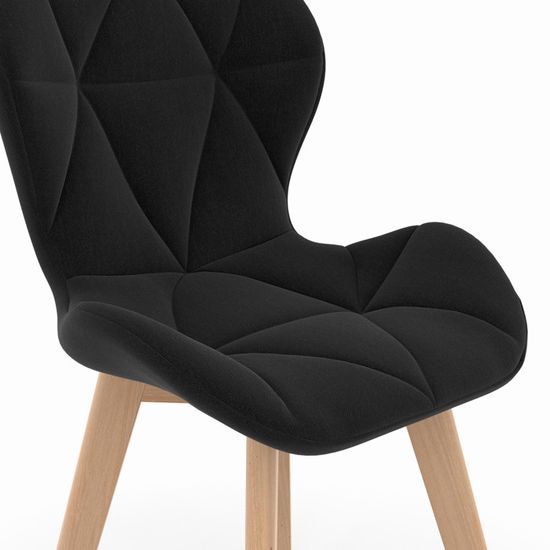 Lot De 4 Chaises ROBINE En Velours - Couleurs Mix (Bleu, Gris, Jaune), Pieds En Bois Noir