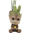Pot de fleur Baby Groot pour plantes succulentes ou cactus - Pot à crayons pour la maison, décoration intérieure de bureau-0