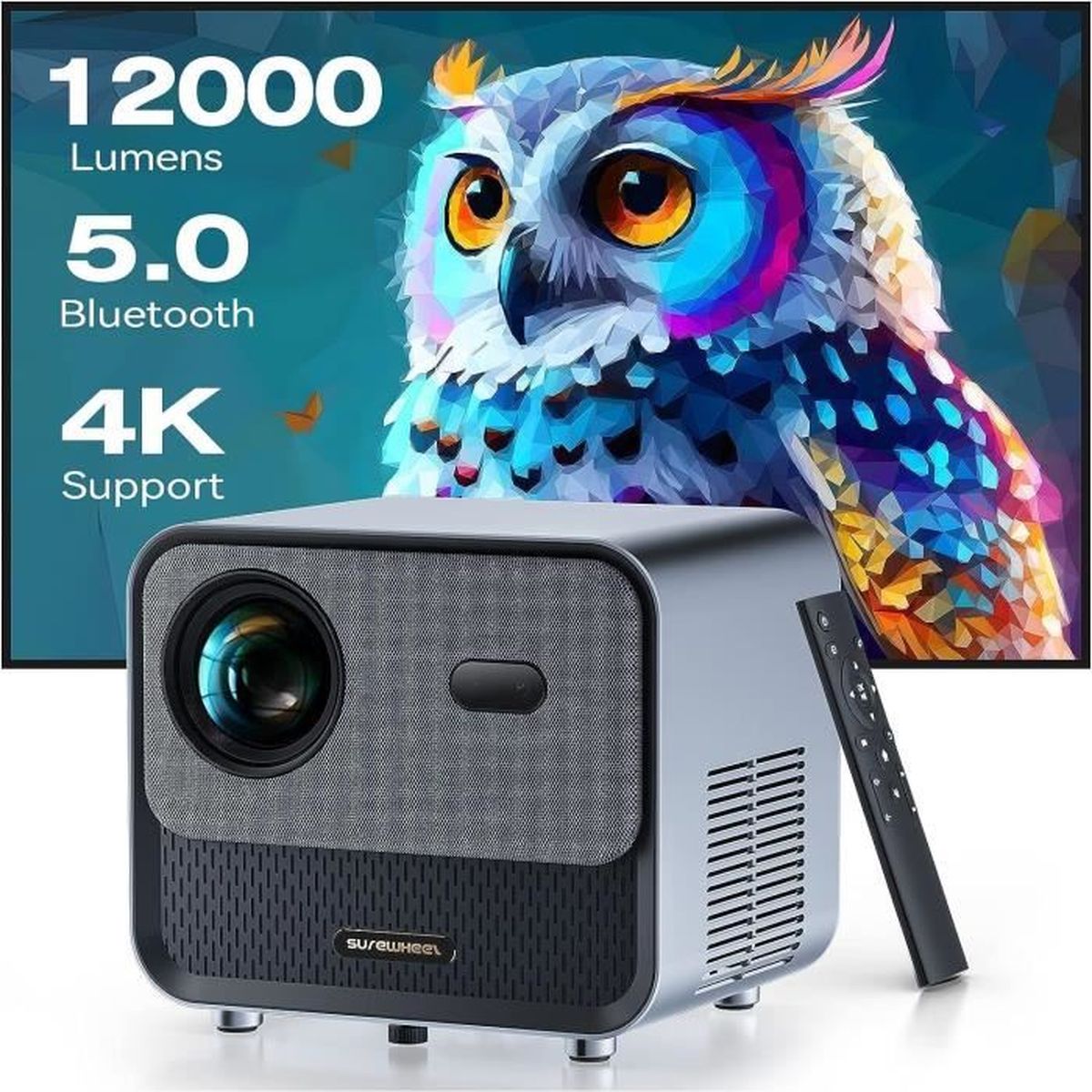 Projecteur Android TV intégrée,1080P Mini Projecteur 4K Supporté, WiFi