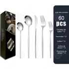 CONFOZEN Service de Table 60 Pièces C® Acier Inoxydable 18/10 - 12 Couverts Complet - Fourchettes et Cuillères Argent