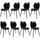 WAFTING Lot de 8 Chaises de Salle à Manger, Chaise de Cuisine, Chaise de salon, Dossier en Tissu et Pieds en Métal, Noir