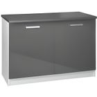 BRAND Meuble cuisine bas 120 cm 2 portes TARA gris