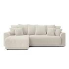 BAÏTA Canapé d'angle NOVA convertible velours côtelé beige 4 places