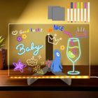 BLEOSAN 30 x 20 cm Tableau lumineux Message LED Acrylique Effaçable avec 7 Stylos Néon Support Réglable Cadeau Créatif Pour Enfants Fille