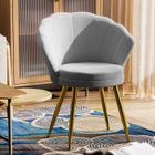 VIVOLILV Fauteuils Chaises en velours pour Salon Chaises de Salle à Manger Chaise Rembourrée en forme de fleur avec pieds en métal Gris