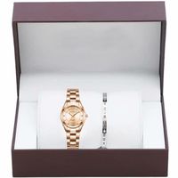 Coffret cadeau montre femme , montre à quartz élégante + bracelet de luxe, bracelet en acier inoxydable - or rose