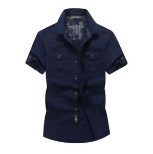 T-SHIRT Chemise en Denim à manches courtes pour hommes,vêtement de grande taille,Cargo,séchage rapide,coton,été,Cool,ample- blue[E28899]