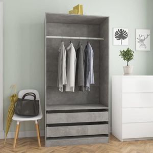 Placard penderie armoire garderobe dressing design blanc effet  béton ciré bois 