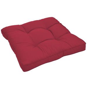 COUSSIN D'EXTÉRIEUR Beautissu Coussin extérieur imperméable Xluna 60x60x10cm - Rouge - Pour Assise - Idéal pour extérieur jardin balcon