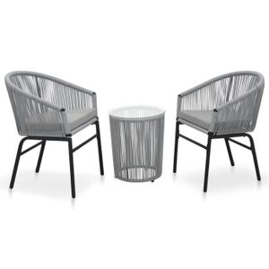 Ensemble table et chaise de jardin FDIT Ensemble de bistro 3 pcs avec coussins Rotin PVC Anthracite - FDI7843871973041