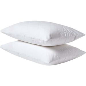 mak Lot de 2 protège-oreillers matelassés avec fermeture éclair Blanc 50 x 75 cm