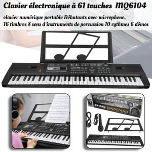CLAVIER MUSICAL 61 Touches -Piano Numérique MQ-6104 Portable avec des Enceintes Intégrées, micro, Pupitre -LIA22