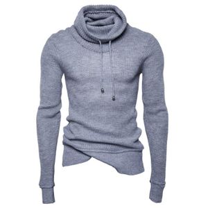 PULL Pull homme Pullover Couleur unie Col haut Pull imp
