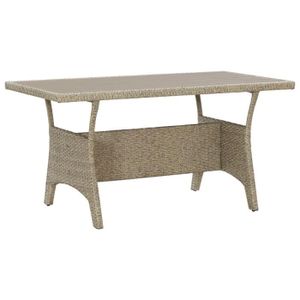 TABLE DE JARDIN  Meuble Table de jardin - Gris - 130x70x66 cm - Résine tressée  17.6 KG