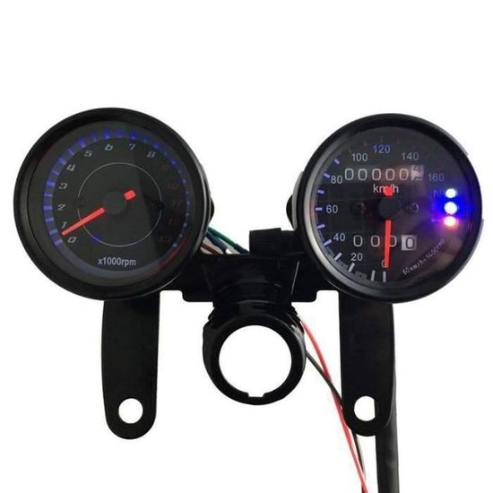 Compteur Kilométrique + Compte-Tours Mécanique Moto Universel 12V 16000 Tr/min - 1/2/3 Cylindres, Design Moderne Et Installation Simple
