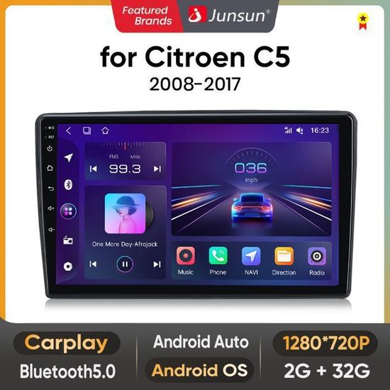4G+64G Sans Fil Carplay Android Autoradio Pour Citroen C5 2008-2017 10.1 Pouces Écran Tactile Autoradio 2 Din Avec Android Auto GPS Navi WiFi Mirror Link Bluetooth FM/RDS/32 EQ/USB/SWC Caméra De Recul
