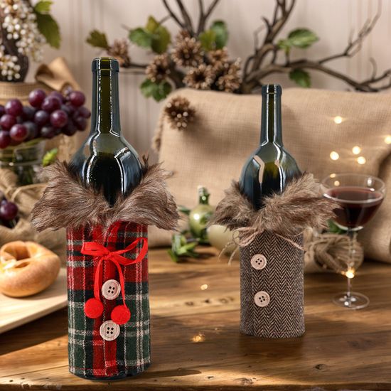 Lot De 12 Sacs à Vin De Noël En Jute Réutilisables - Motifs Festifs Noël