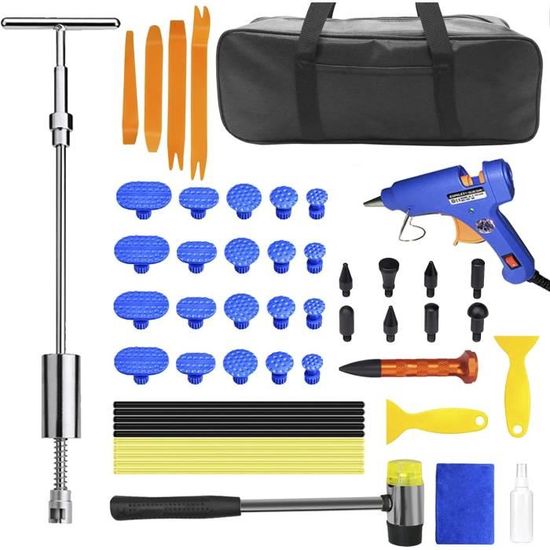 WANYIG Paintless Débosselage Réparation Kit, 24pcs Kit Debosselage Sans Peinture,Debosselage Carrosserie Outillage Carrosserie Auto Carrosserie Outils Kits