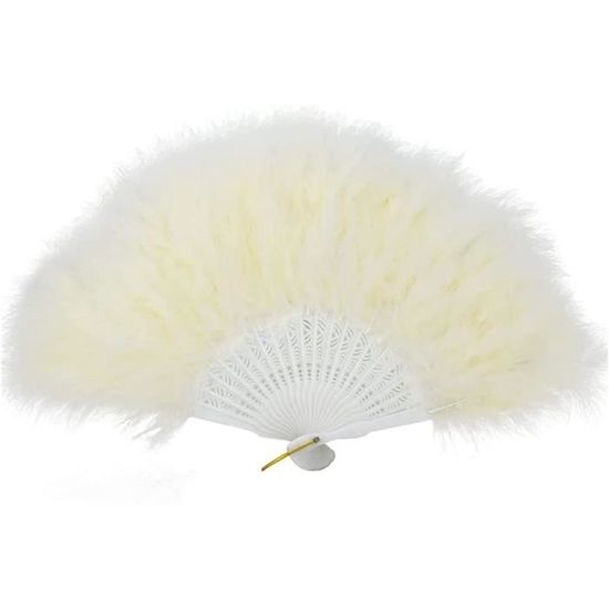 Éventail à Plumes Brodé Style Années 1920 - Pliable, Noir/Blanc - Pour Fête Vintage, Danse, Déco, Costume - 9