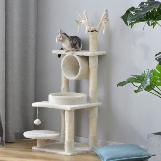 Purelove Arbre A Chat Poteaux A Gratter En Sisal Naturel Pour Chat Blanc Laiteux Abi Cdiscount Animalerie