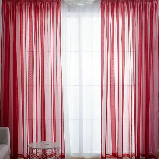 Rideaux Voilages Rouge Foncé Passe TringleRideau Couleur Unie, 2 ...