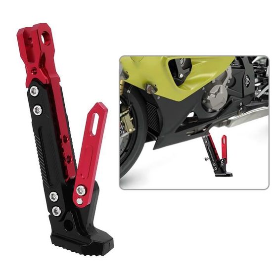 Béquille Latérale Réglable Pour Moto - Alliage Aluminium Rouge - Modèle B0503 - Côté Passager, Facile à Installer