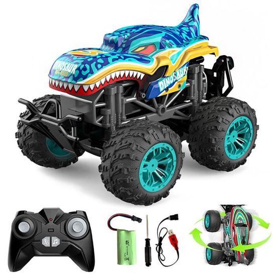 Voiture RC Dinosaure – 4x4 Tout-terrain – Rotation 360° – Spray Musique – 60 Min – MOJINO