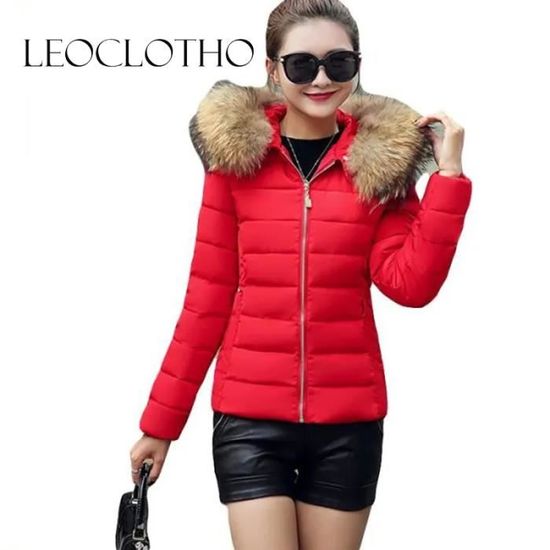 Doudoune Femme Slim Rouge LEOCLOTHO Veste Aviateur Fermeture eclair 100 polyester
