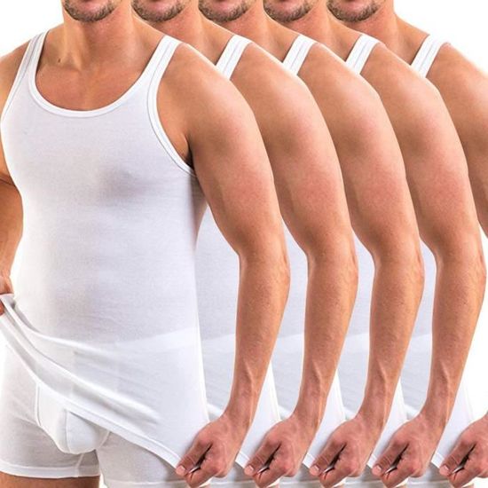 Lot De 5 Débardeurs Sans Manches Garçon 100% Coton Blanc 2-13 Ans - Confort Quotidien