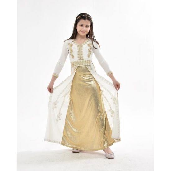 Caftan enfant fille takchita abaya robe dubai AID Blanc 8 Blanc Cdiscount Pret a Porter