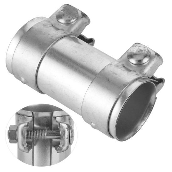 Raccord Universel Pour Tuyau D’Échappement – 56 Mm (Intérieur) X 125 Mm – Avec 2 Colliers De Serrage 60,5 Mm – Acier Galvanisé