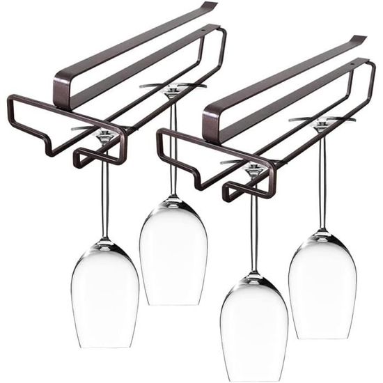 2 Porte-verres à Pied Suspendus Blancs – Aucun Perçage Requis, Gain De Place Pour Cuisine, Bar Ou Restaurant - 12