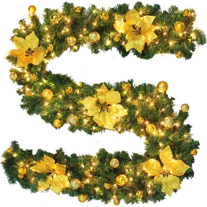 Guirlande de sapin de Noël artificiel 270 cm, couronnes et guirlandes de Noël, avec Guirlande de sapin de Noël artificiel 270 cm, couronnes et guirlandes de Noël, avec