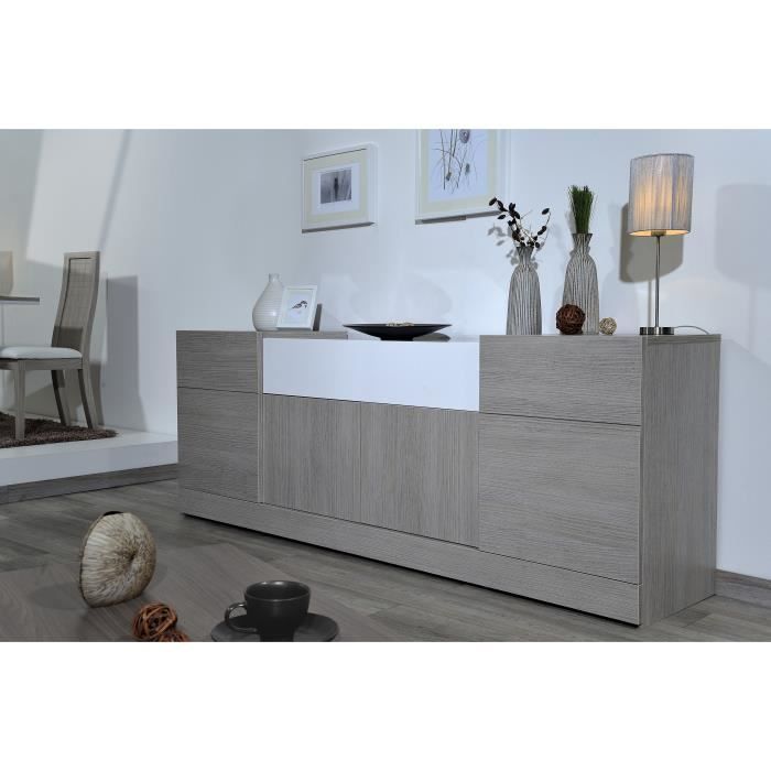 SESTRA Bahut 220 cm - Gris et bandeau réversible laqué ...