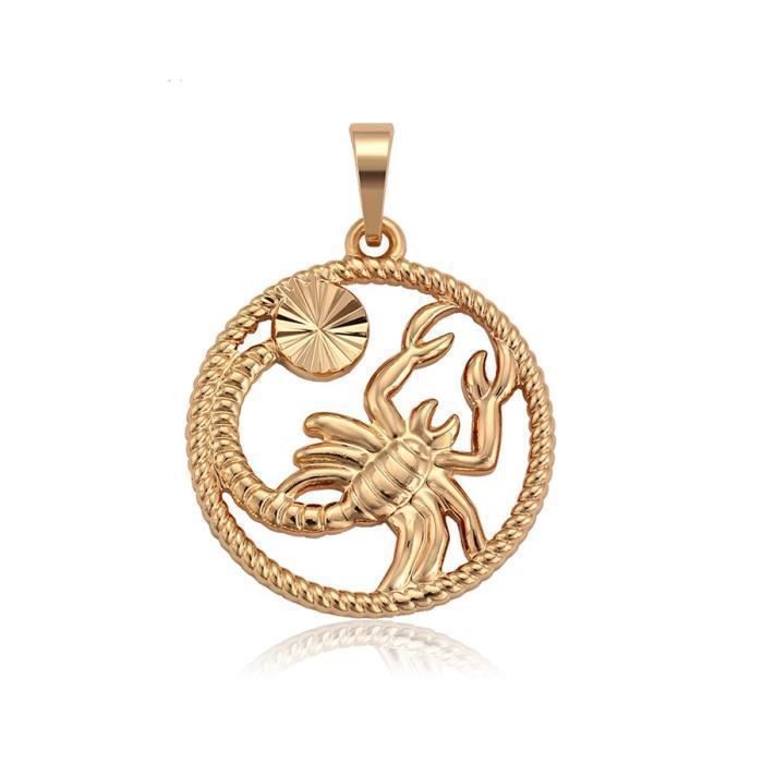 Médaillon Et Chaîne Astrologie Scorpion - Plaqué Or Jaune