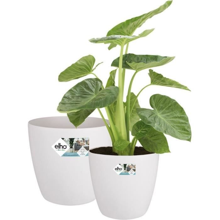 ELHO Lot de 2 pots de fleur rond à roulettes Brussels Ø35 x H33 cm et Ø39 x H365 cm 55