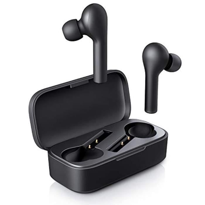 AUKEY Écouteurs Bluetooth 5 sans Fil Stéréo Oreillettes, 25 Heures d'Autonomie avec Étui de Chargement, Contrôle Tactile